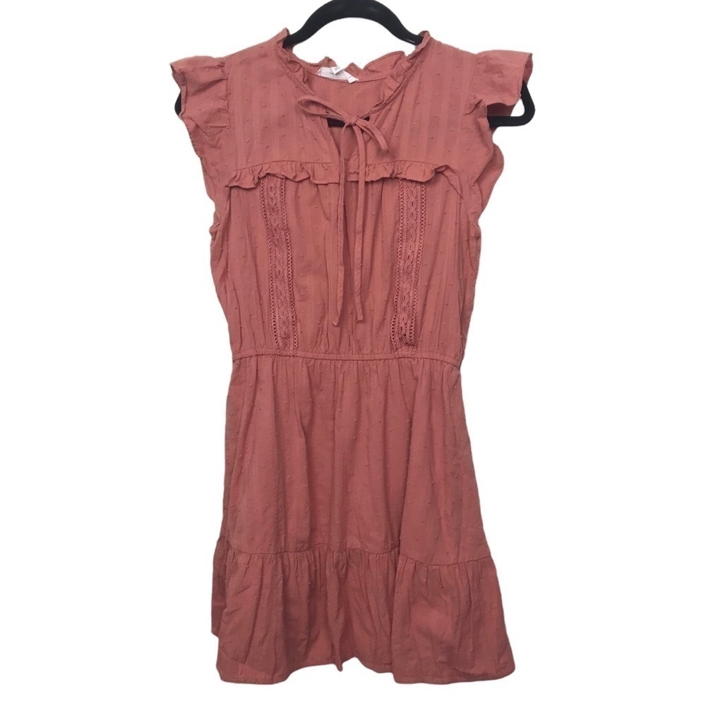 Mine Pink Ruffle Swiss Dot Mini Dress Small
